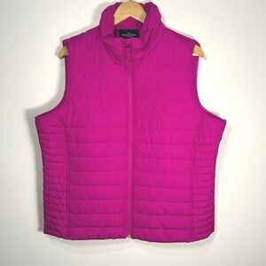 The Outfitters‎ by Lands End Puffer Vest Women's XL Pink Quilted Front Pockets